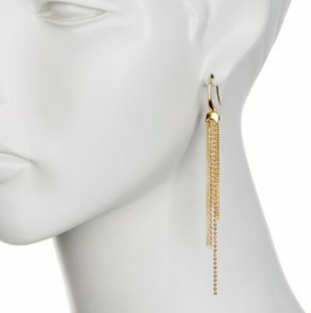 DVF Gold Ball Chain Tassel Long Drop Earrings